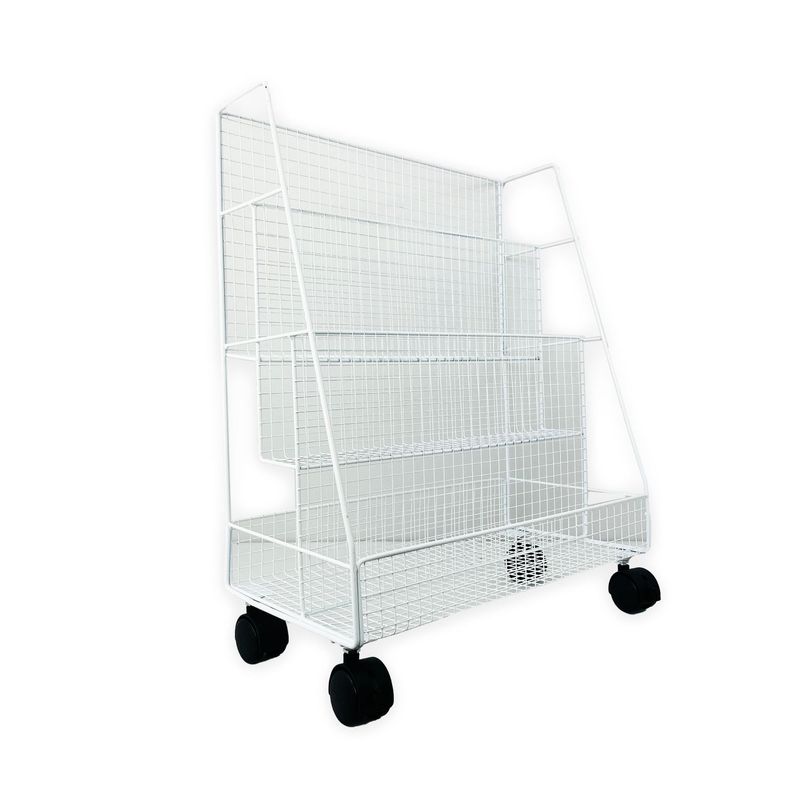 DIMATEX LEON - Organizador De Piso Estante Libros 3 Capas Carrito Blanco