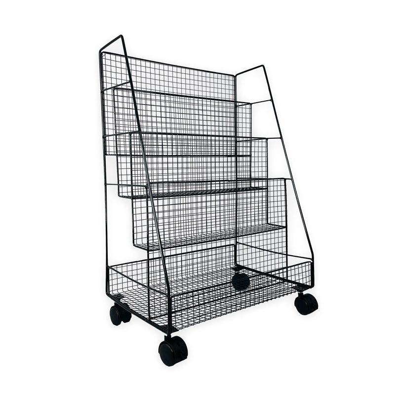 DIMATEX LEON - Organizador De Piso Estante Libros 4 Capas Carrito Negro