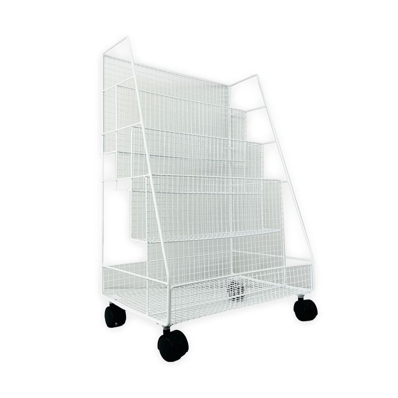 DIMATEX LEON - Organizador De Piso Estante Libros 4 Capas Carrito Blanco