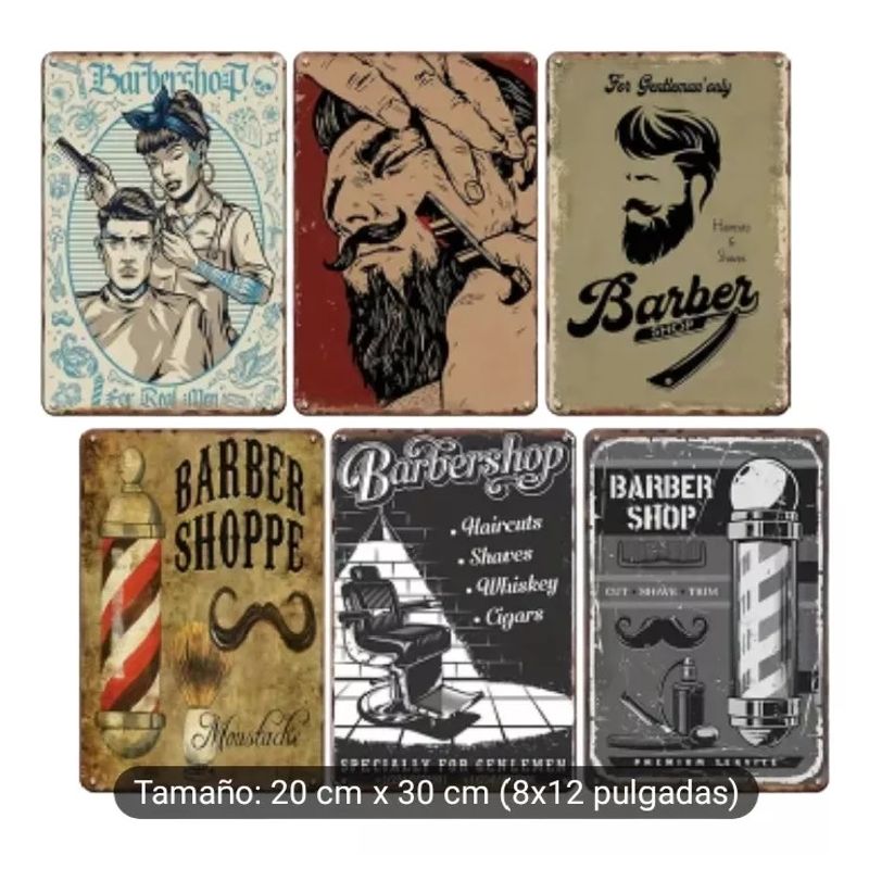 GENERICO - Aviso Metal Usa Retro Vintage Barber Shop Pintado