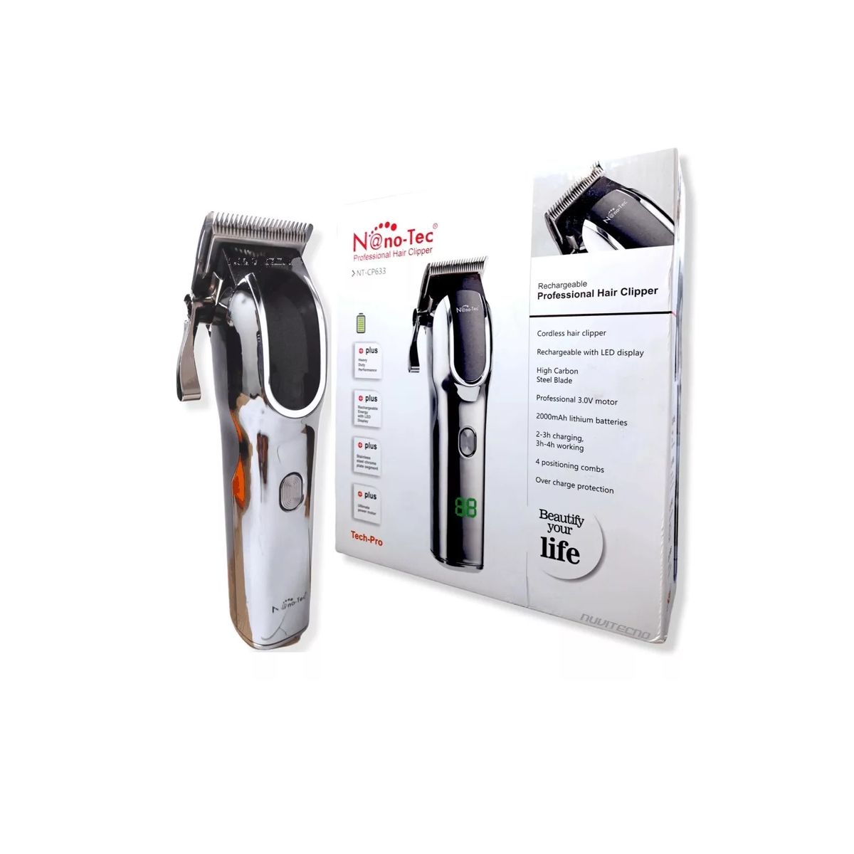 NANO-TEC - Maquina De Peluquería Profesional Recargable Nanotec Ntcp633