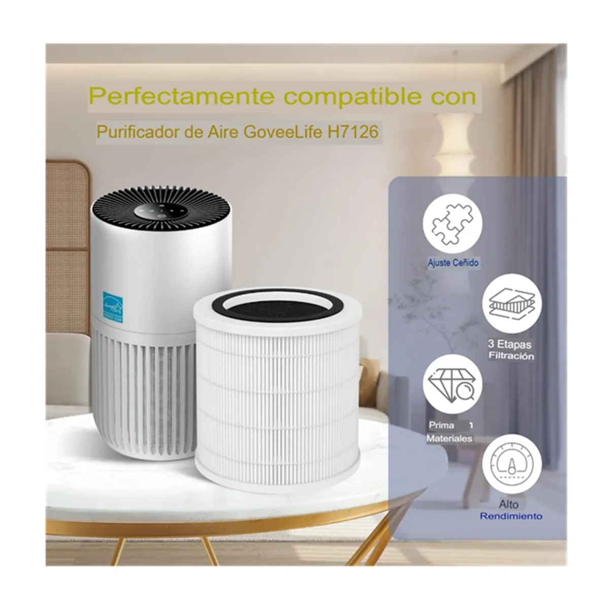 GENERICO - Filtro De Repuesto Para Mini Purificador De Aire GoveeLife H7126