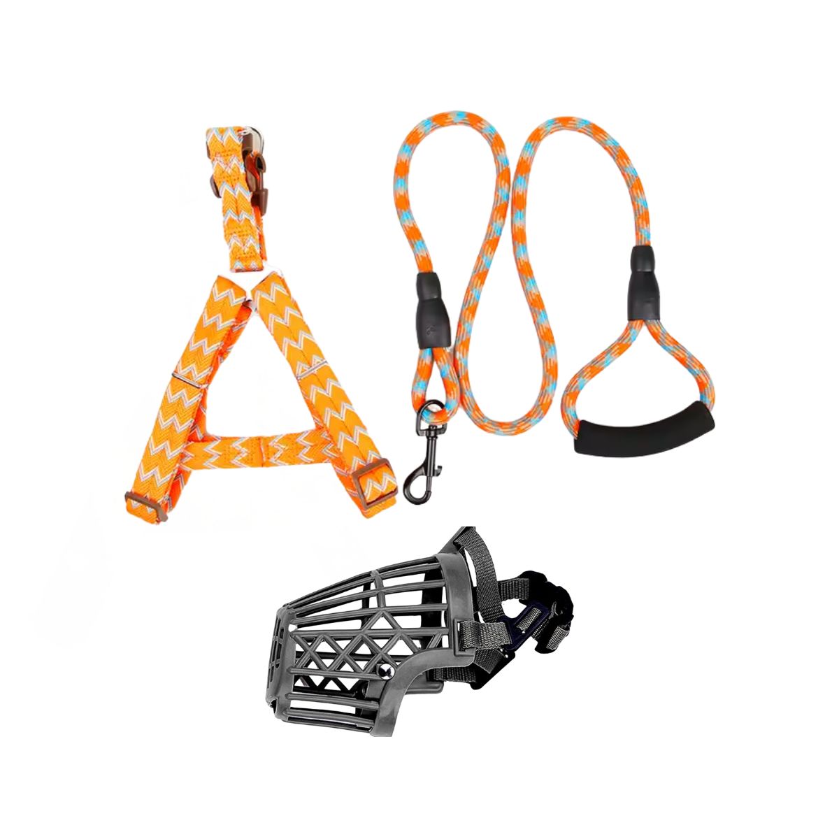 GENERICO - Correa con Arnés + Bozal para Perros Ajustables  Combo 2 en 1