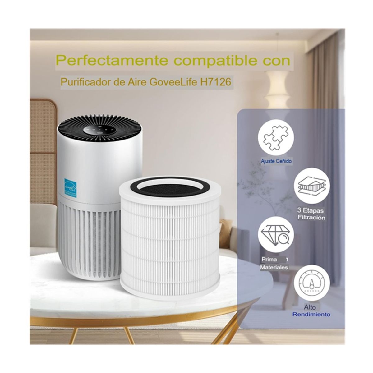 GENERICO - Filtro Hepa Para Mini Purificador De Aire Goveelife H7126