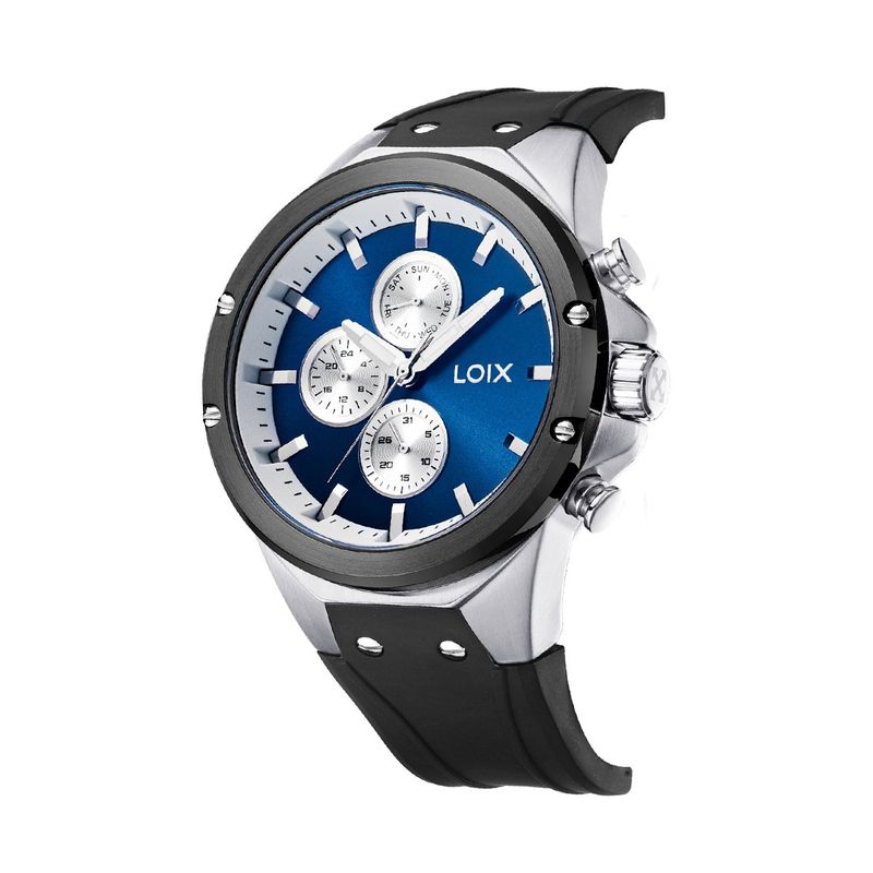 LOIX - Reloj hombre LA2153-1 Negro con plateado bisel negro tablero negro