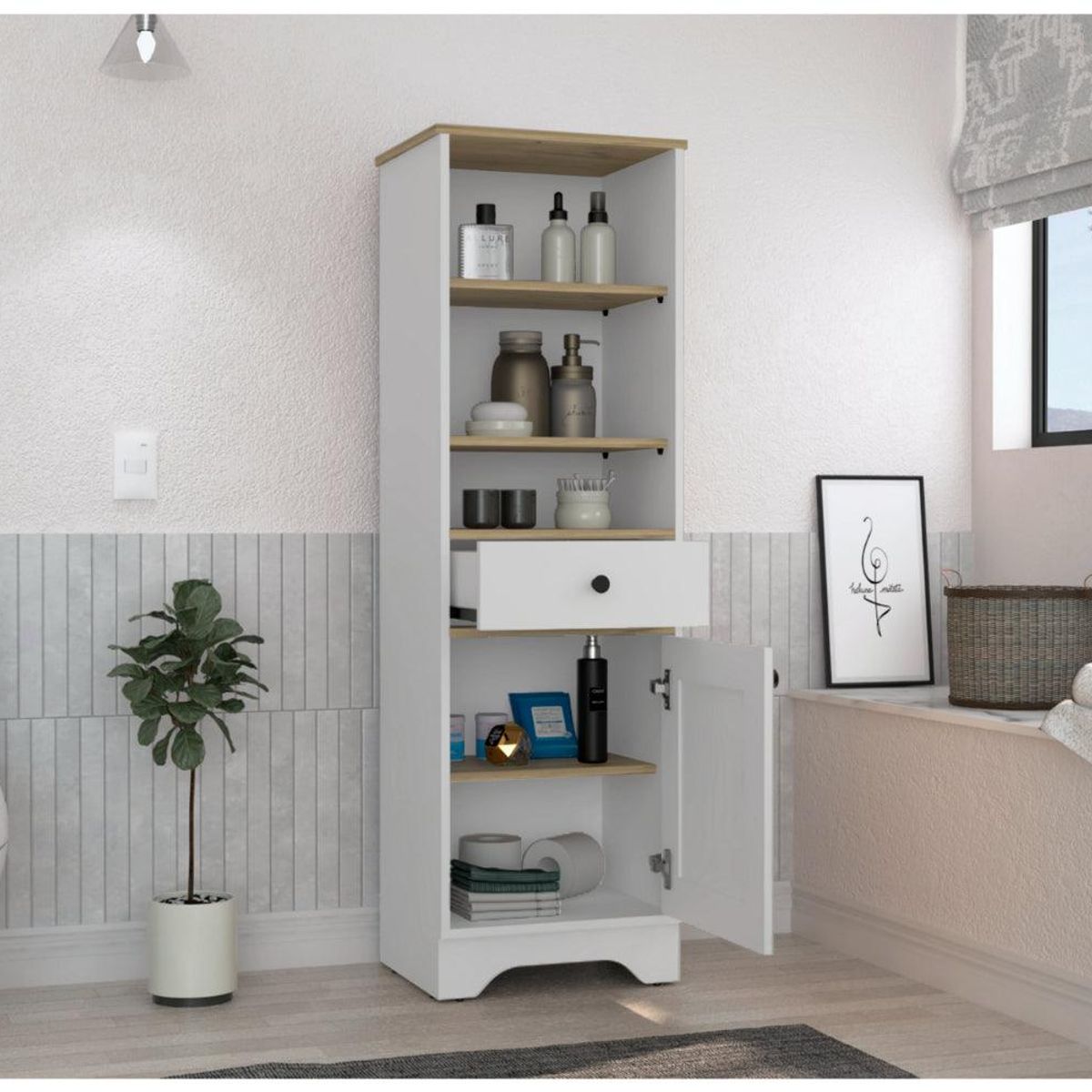 RTA DESIGN - Gabinete de Baño Fidel Café Claro y Blanco
