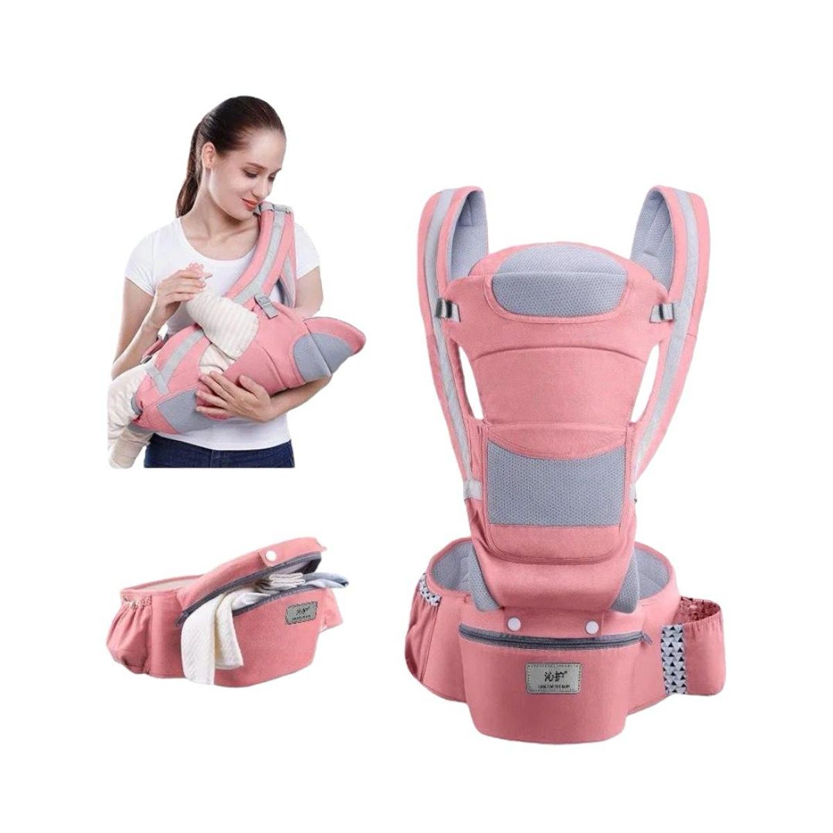 GENERICO - Cargador Ergonómico Con Silla Canguro Rosado Nuevo