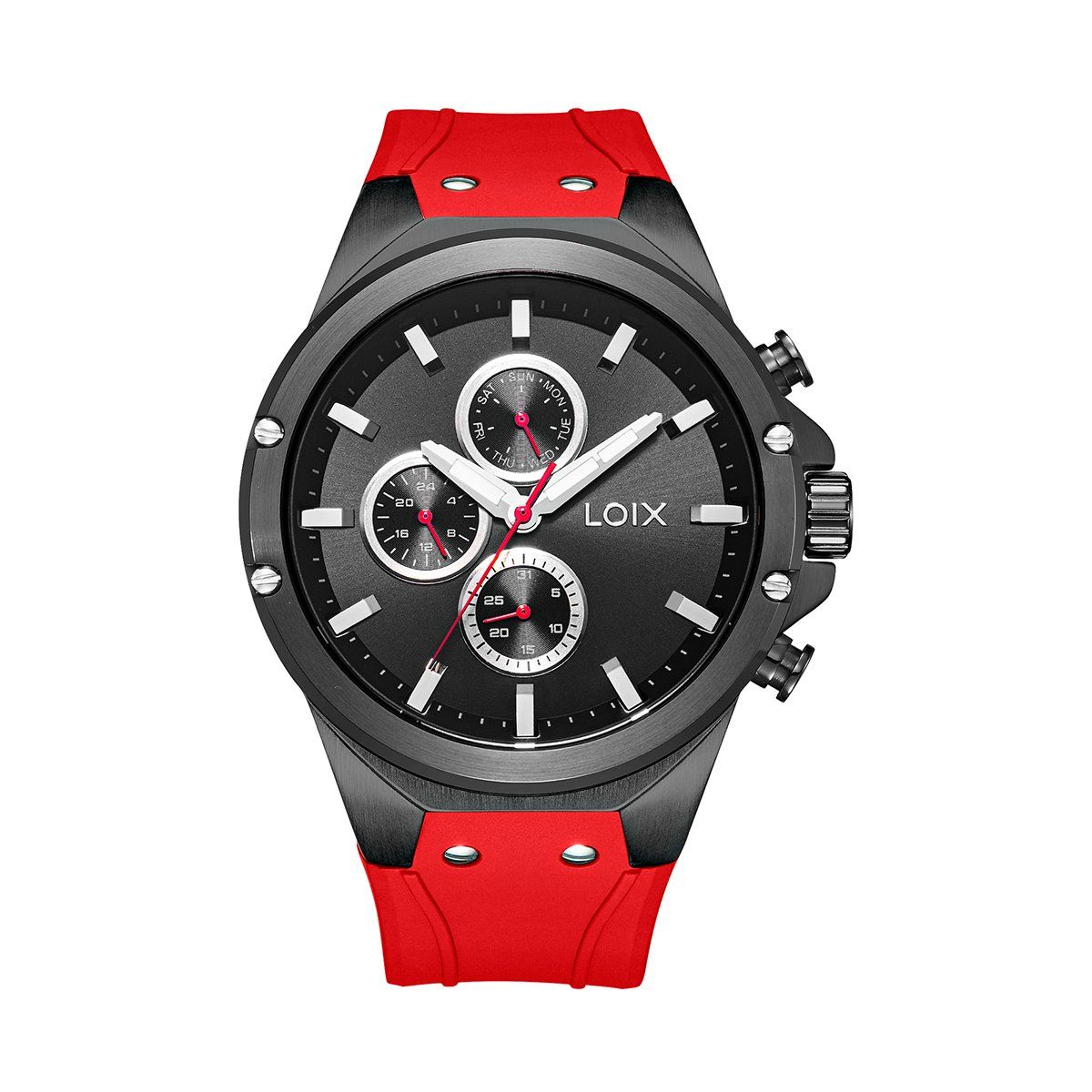 LOIX - Reloj hombre LA2153-3 Rojo con negro tablero negro