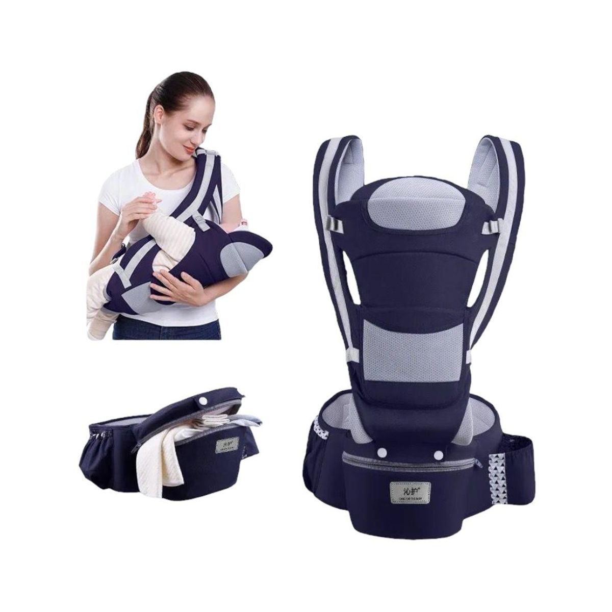 GENERICO - Cargador Ergonómico Con Silla Canguro Azul Nuevo