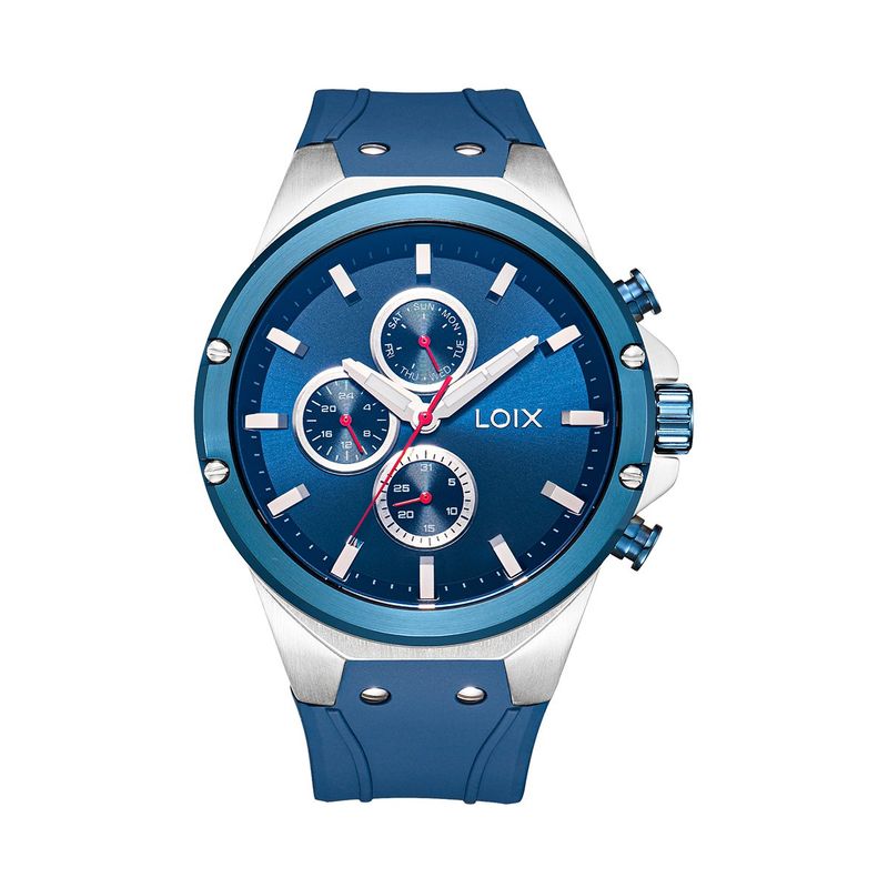 LOIX - Reloj hombre LA2153-4 Azul con plateado bisel azul tablero azul
