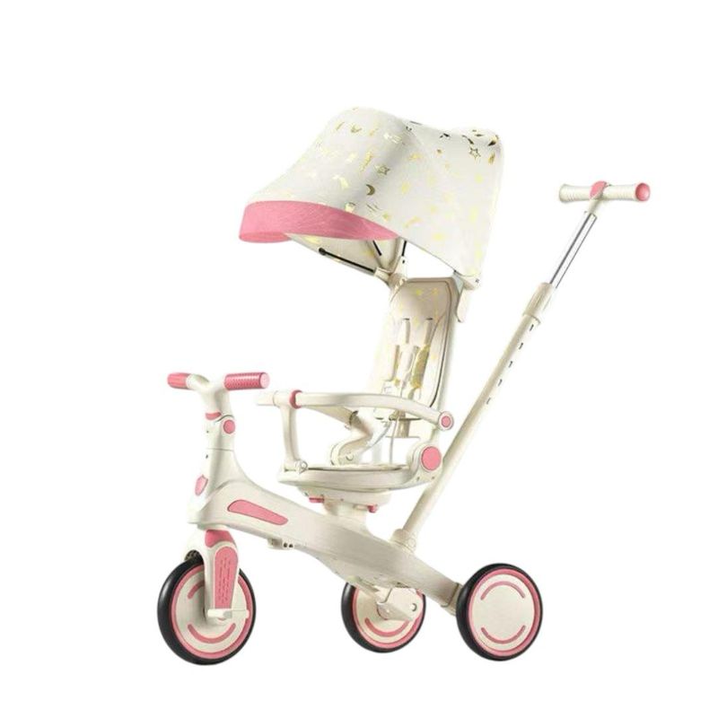 GENERICO - Triciclo Coche Paseador Función 5 en 1 Para Niños Rosa