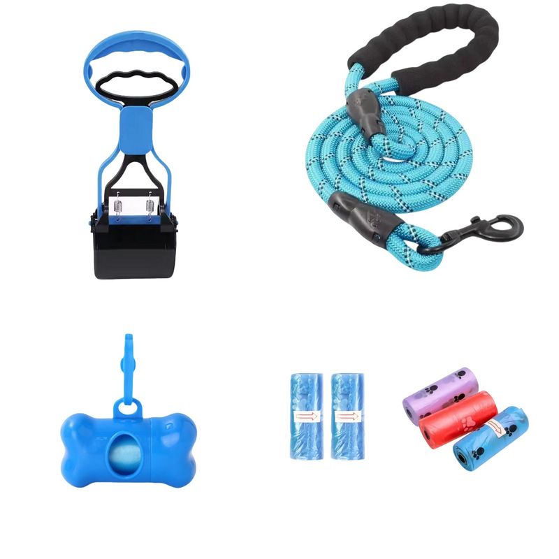 GENERICO - Kit Perros Recogedor Popo + Correa + Porta Bolsas + 5 Rollos