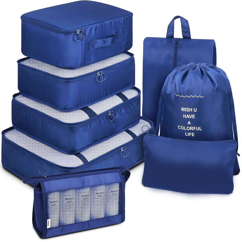 ONE PIXEL - Organizador De Viaje Equipaje Bolsas En Tela X8 Azul