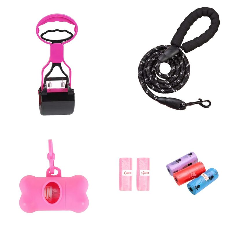 GENERICO - Recogedor Popo Perros + Correa + Porta Bolsa + 5 Rollos
