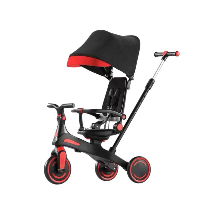 GENERICO - Triciclo Coche Paseador Función 5 en 1 Para Niños Rojo