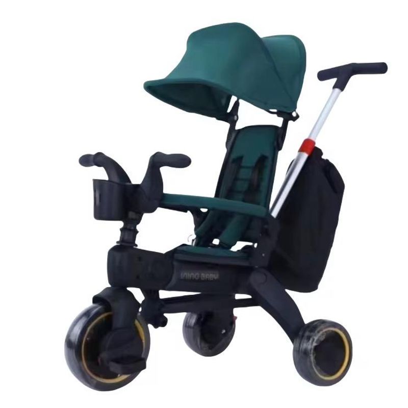 GENERICO - Carriola Triciclo De Lujo Plegable 4 en 1 Para Bebe Verde