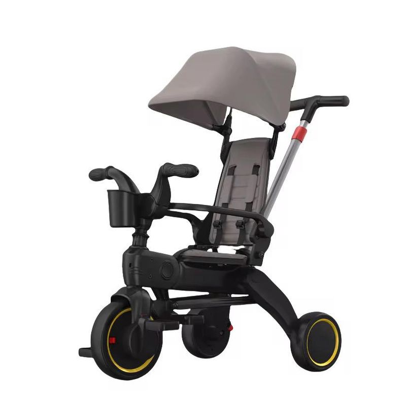 GENERICO - Carriola Triciclo De Lujo Plegable 4 en 1 Para Bebe Gris