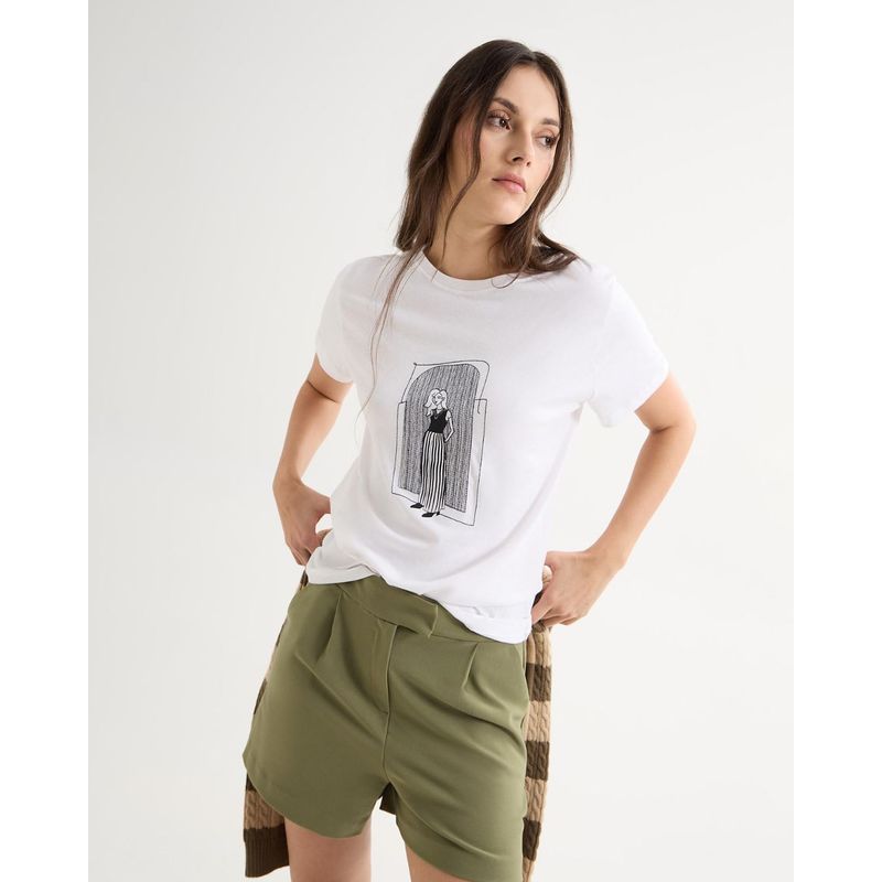SEVEN SEVEN - Camiseta Para Mujer Manga Corta Cuello Redondo Color Crudo Marca Seven Seven #28096204