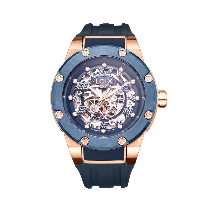 LOIX - Reloj hombre GT501-1 azul con oro rosa tablero azul