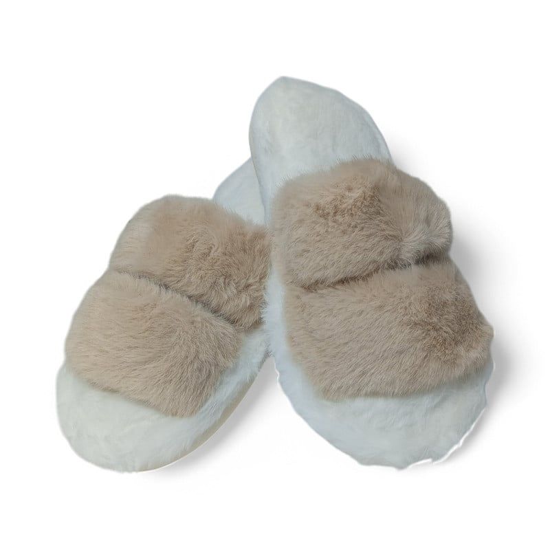 YOYOSO - PANTUFLAS DE TIRAS BLANCA & BEIGE - TALLA 36-37