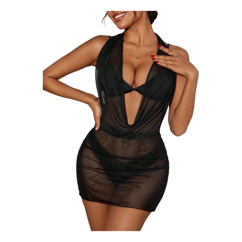 RAINBOW MODA - Salida De Baño Playa Mujer Vestido Pareo Playero Transparente