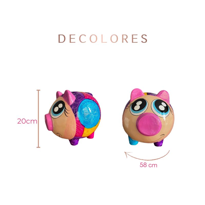 GENERICO - Alcancia en barro Colores,  Marranitas pintadas a mano