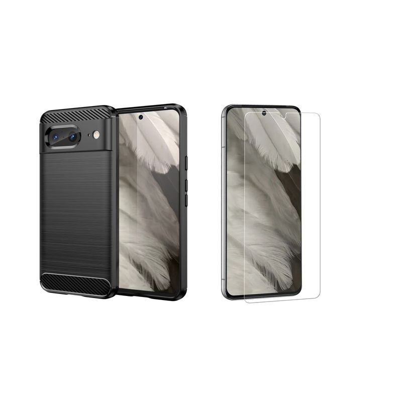 GENERICO - Funda Tipo Carbono Fiber + Vidrio templado Google Pixel 8