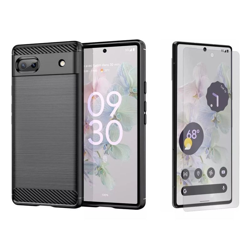 GENERICO - Funda Tipo Carbono Fiber + Vidrio templado Para Google Pixel 6A