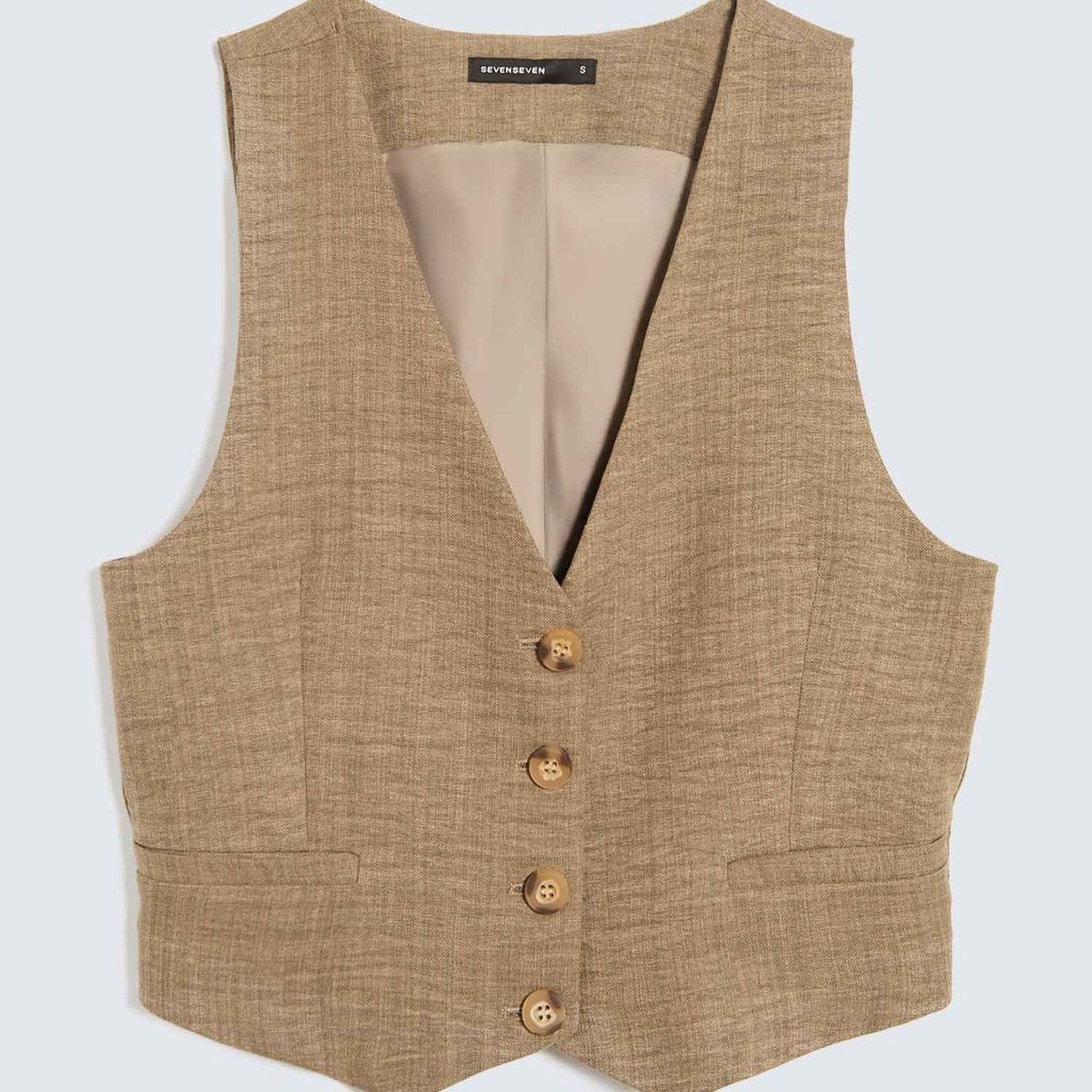 SEVEN SEVEN - Chaleco Para Mujer  Color Cafe Claro Marca Seven Seven #28250126
