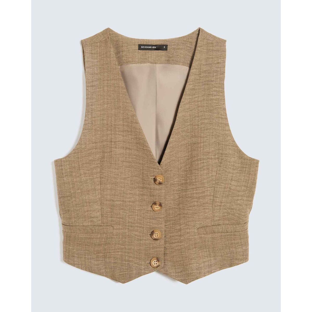 SEVEN SEVEN - Chaleco Para Mujer  Color Cafe Claro Marca Seven Seven #28250126