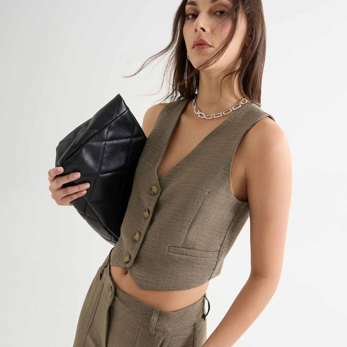 SEVEN SEVEN - Chaleco Para Mujer  Color Cafe Claro Marca Seven Seven #28250126