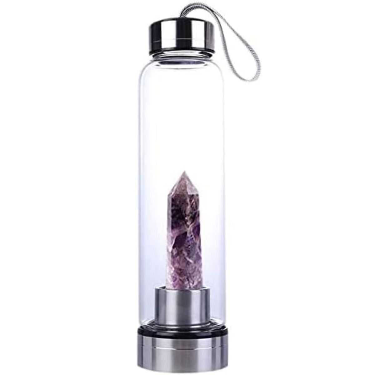 GENERICO - Termo Botella De Agua Con Cristales De Cuarzo Morado Y Estuche