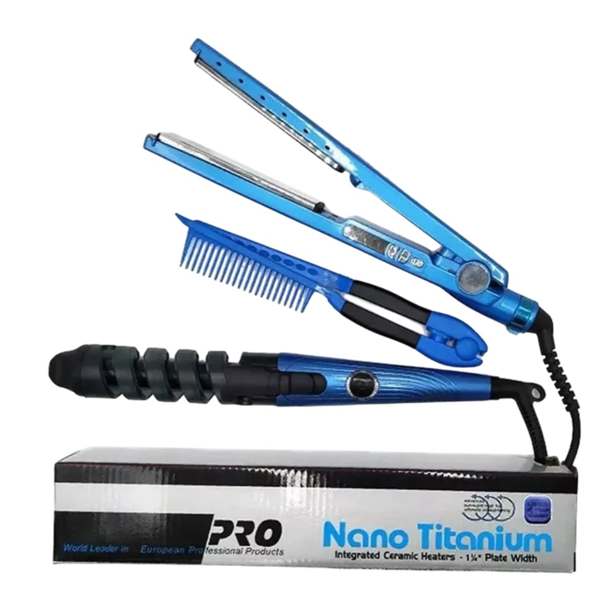 GENERICO - Combo Nano Titanium Plancha Peine Y Rizador
