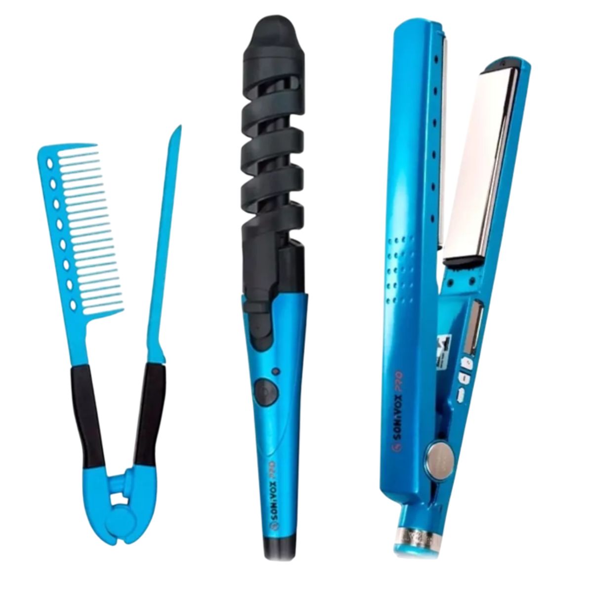 GENERICO - Combo Nano Titanium Plancha Peine Y Rizador