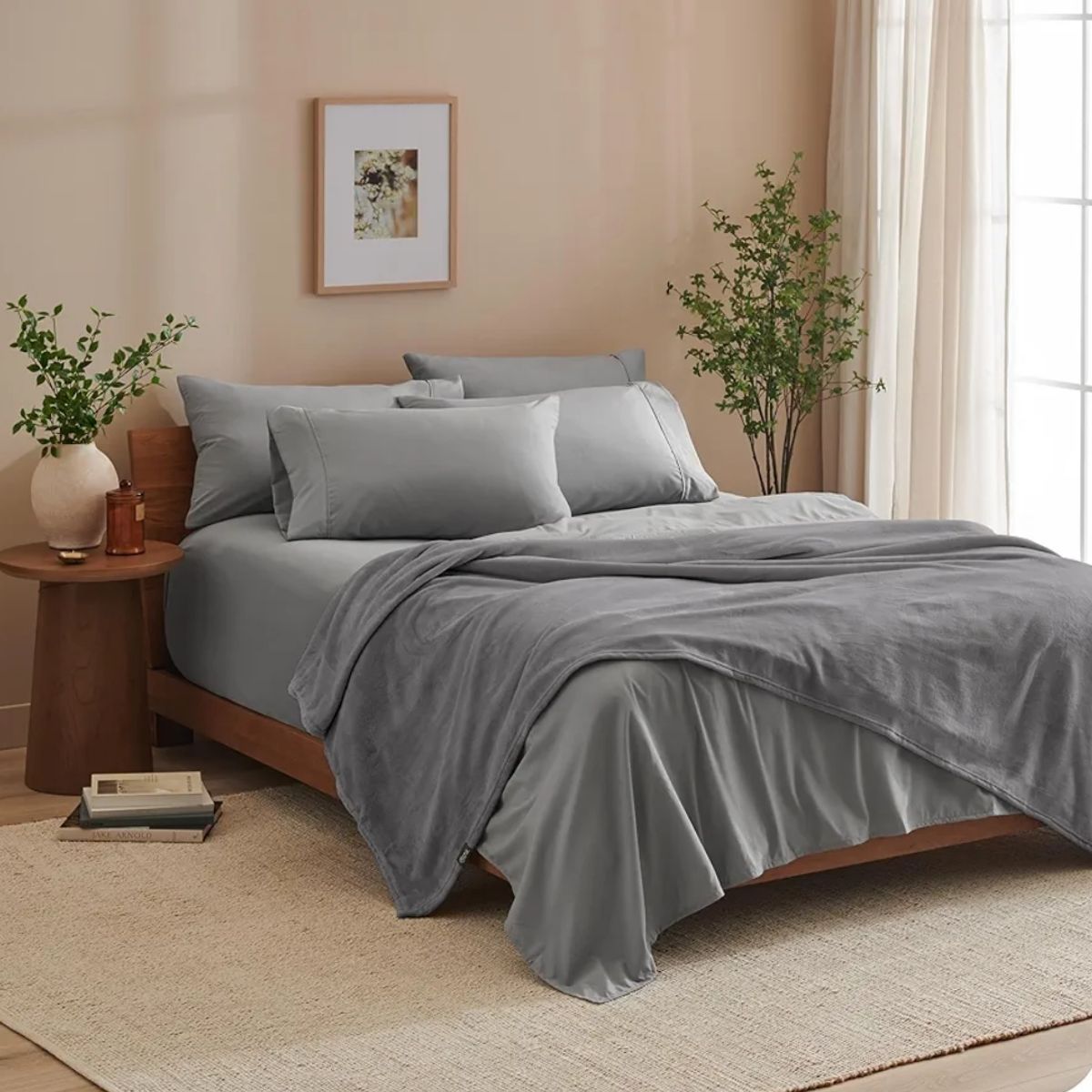 GENERICO - Cobija Manta Microfelpa Cama Doble-Queen Color Gris Oscuro