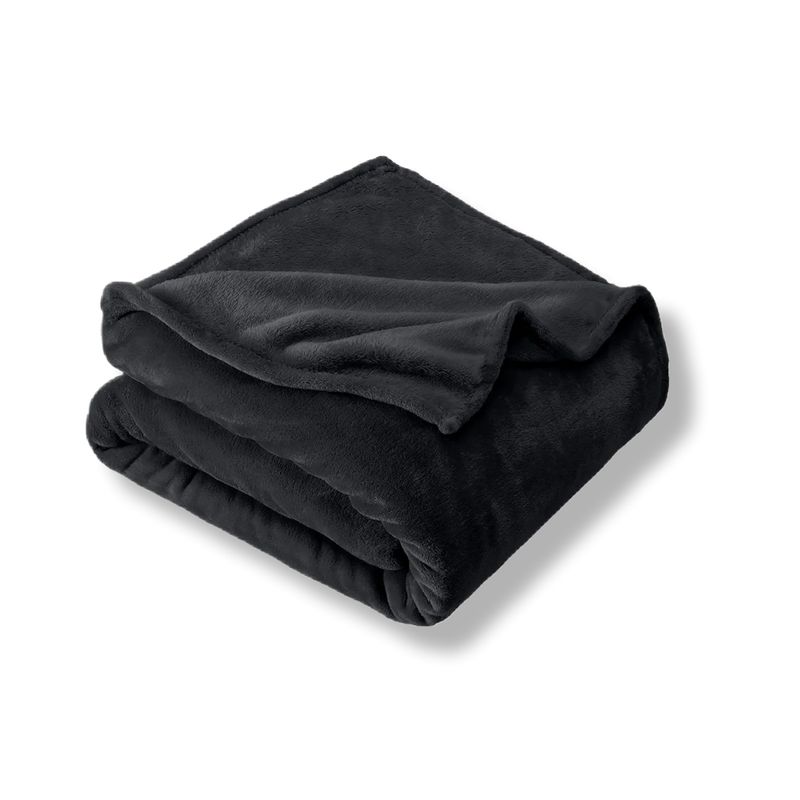 GENERICO - Cobija Manta Microfelpa Cama Doble-Queen Color Negro