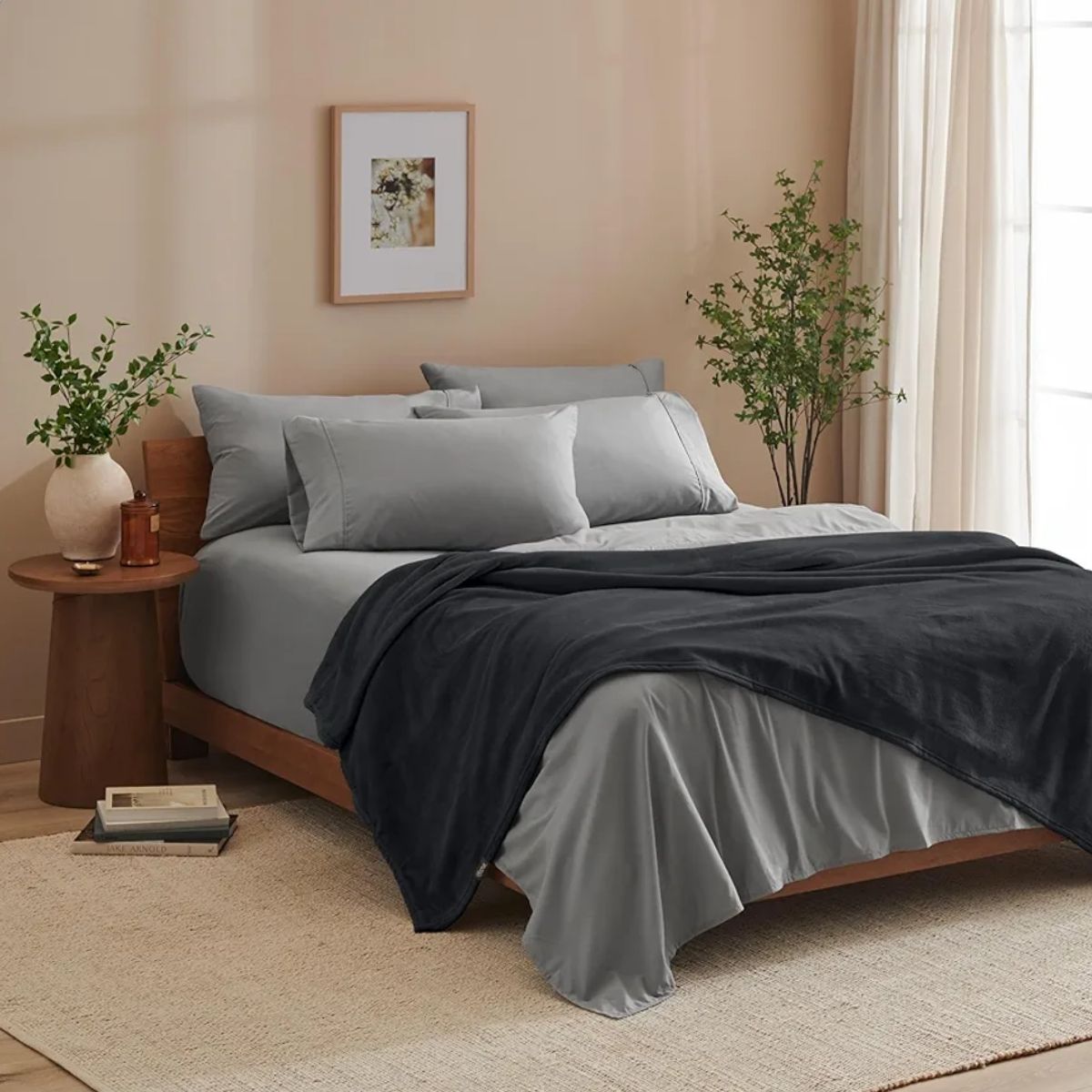 GENERICO - Cobija Manta Microfelpa Cama Doble-Queen Color Negro