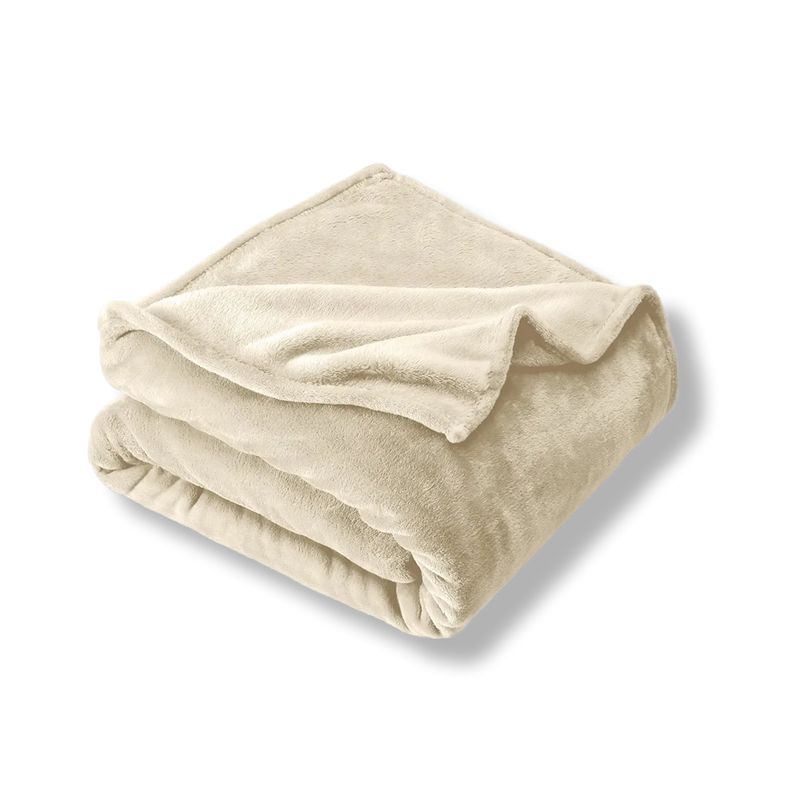 GENERICO - Cobija Manta Microfelpa Cama Doble-Queen Color Beige