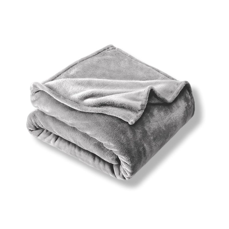 GENERICO - Cobija Manta Microfelpa Cama Doble-Queen Color Gris Claro