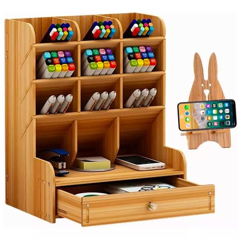 ONE PIXEL - Organizador De Escritorio Madera Oficina Multifuncional