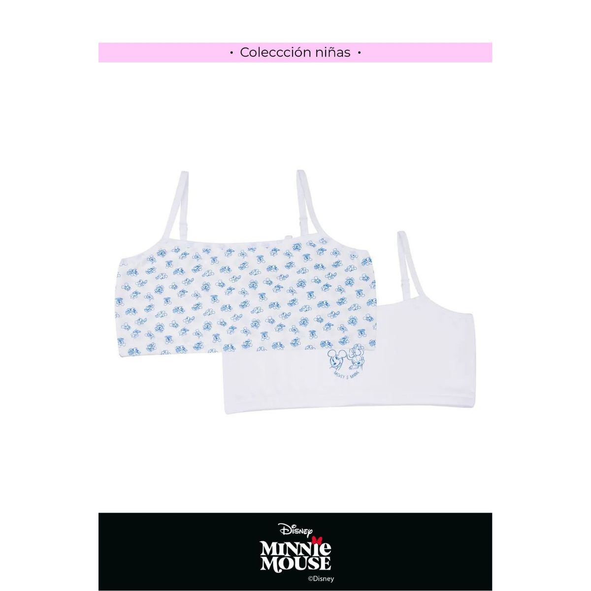 LILI PINK - Top para niña coleccion Minnie en algodón paquete x2