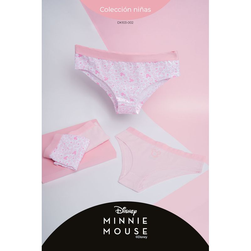 LILI PINK - Hipster en algodón para niña coleccion Minnie paquete x2