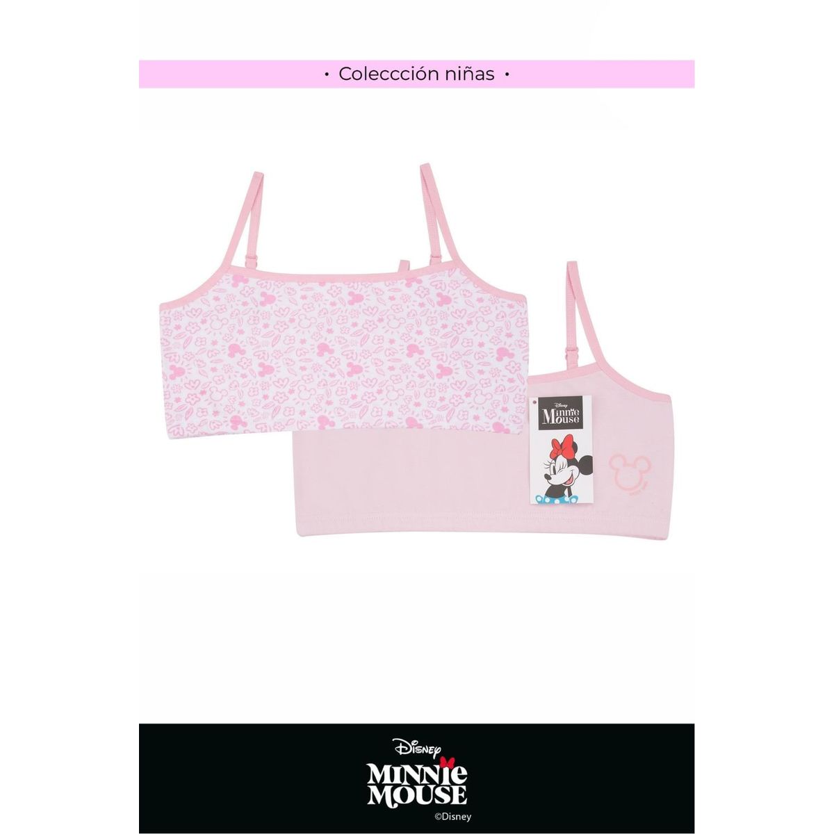 LILI PINK - Top para niña en algodón coleccion Minnie paquete x2