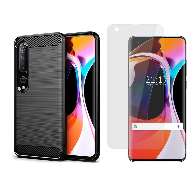 GENERICO - Funda Tipo Carbono Fiber + Hidrogel HD P/ XIAOMI Mi 10 / Mi 10 Pro