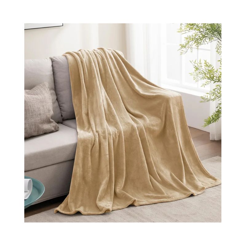 GENERICO - Cobija Manta Microfelpa Cama Doble-Queen Color Dorado