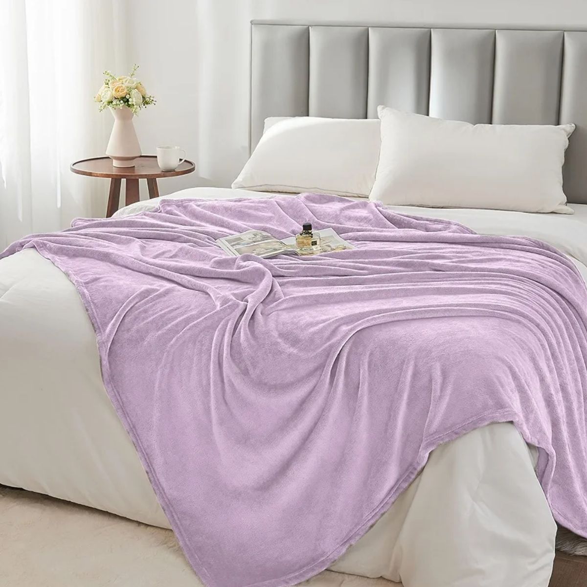 GENERICO - Cobija Manta Microfelpa Cama Doble-Queen Color Violeta