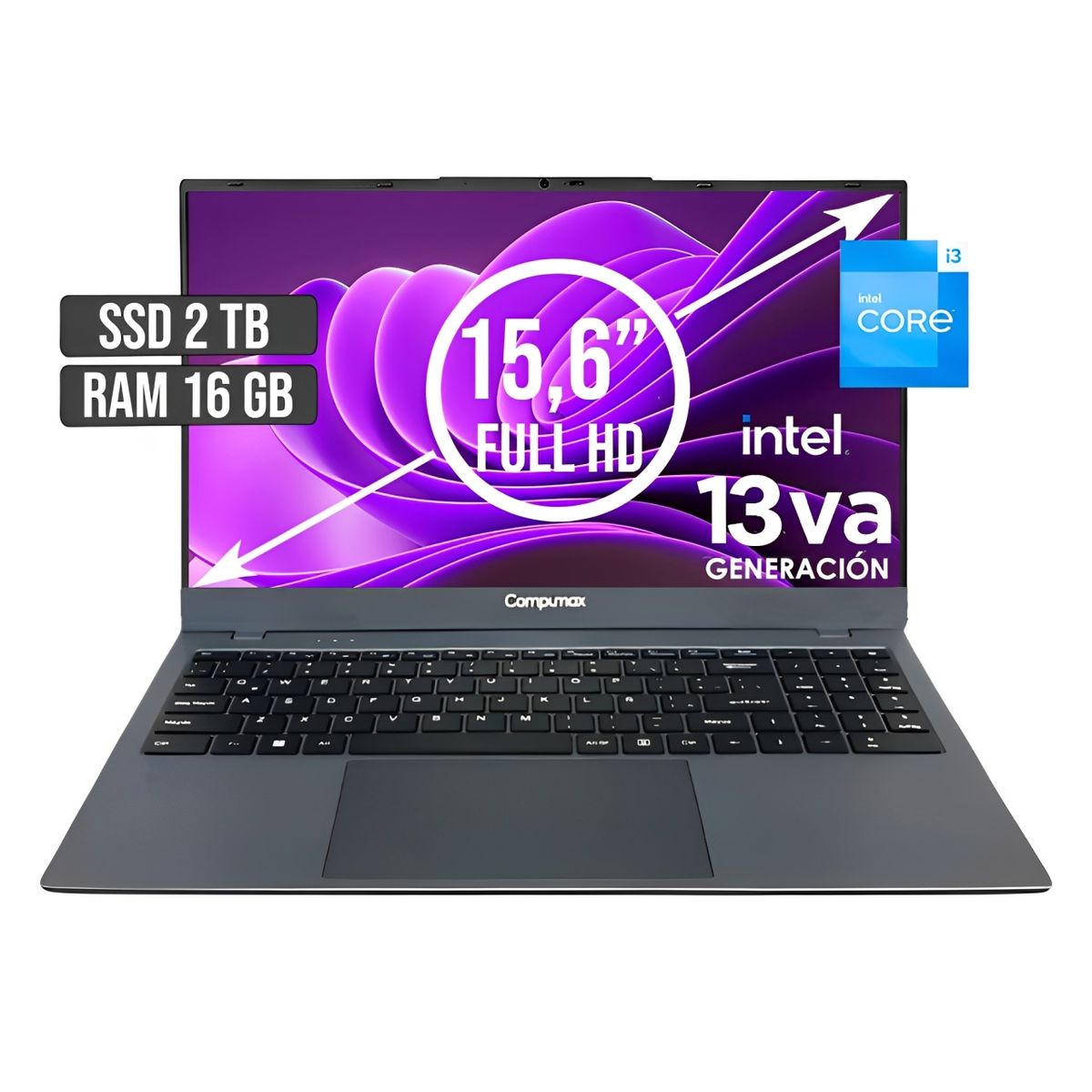 COMPUMAX - PORTATIL COMPUMAX INTEL CORE I3-1315U SSD 2TB RAM 16GB LED 15,6 FHD