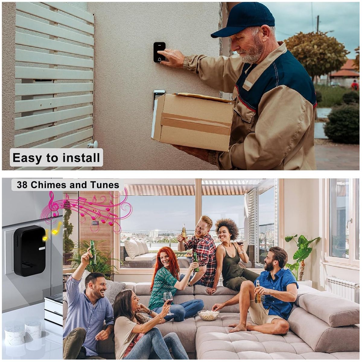 ONE PIXEL - Timbre Inalambrico Inteligente Impermeable No Requiere Bateria