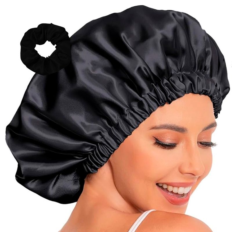 GENERICO - Gorro de Seda Satin Premium Doble Faz Unicolor Antifrizz & Scrunchie