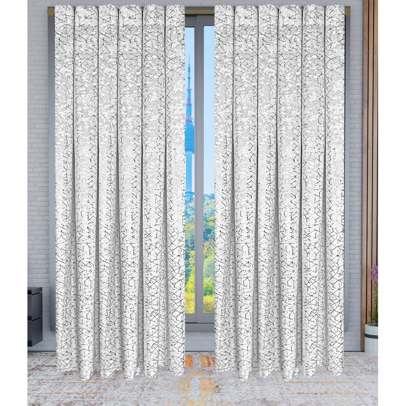 GENERICO - Cortinas marmolada Blanco 280 x 220 cm 100% poliester aro metalico - Almalu